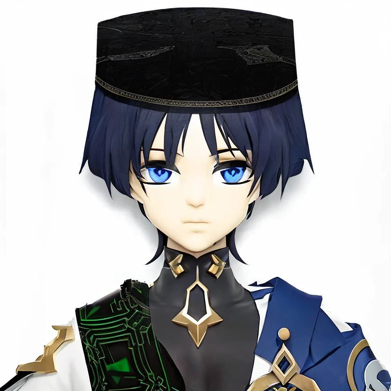 He holds a white and gold shield in his hand, ultra realistis