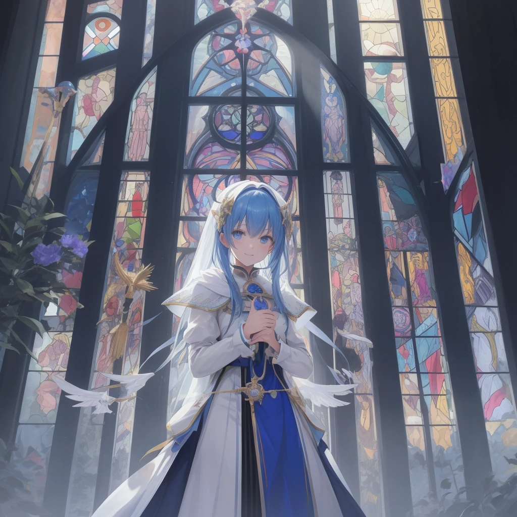 tarot
justice
axis、young woman、smile、Blue Hogow、Cathedral in the background((Stained glass))、Valentine's Chocolate、Surrounded by believers、Light tones、Gothic style、Decorative edging design。
,Add_Details:1, Add_Details:0, Add_Details:0.5