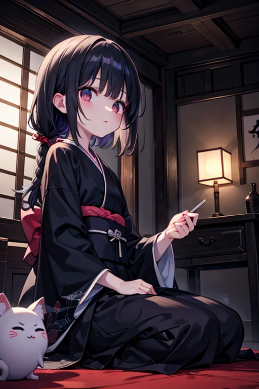 horror anime style, super fine illustration, masterpiece,best quality,highly detailed, dynamic angle, beautiful detailed, 8k, On a summer night, in Japanese-style room,scary ghost is having a feast. BREAK she talk about ghost stories around candles, having a horror time.Break kimono,score up_9,break psychic,trauma,scary ghost face,Break black cat,Broken Window,White Hand,呪怨Break horror horror horror,dark dark dark,