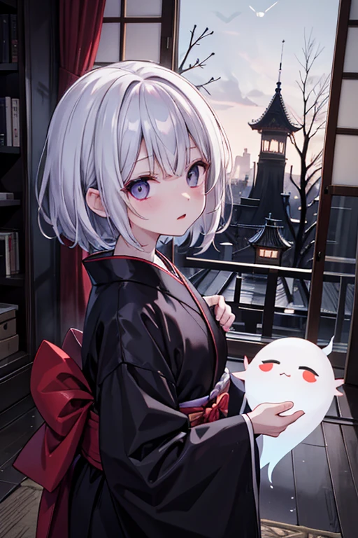 horror anime style, super fine illustration, masterpiece,best quality,highly detailed, dynamic angle, beautiful detailed, 8k, On a summer night, in Japanese-style room,scary ghost is having a feast. BREAK she talk about ghost stories around candles, having a horror time.Break kimono,score up_9,break psychic,trauma,scary ghost face,Break black cat,Broken Window,White Hand,呪怨Break horror horror horror,dark dark dark,