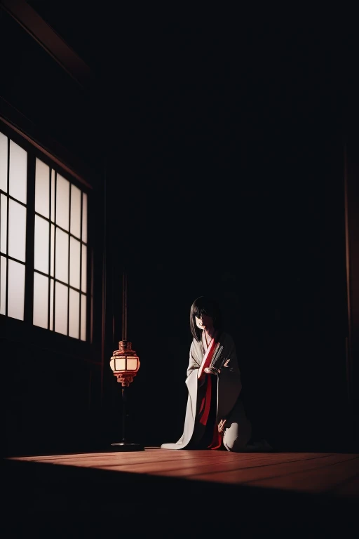 horror anime style, super fine illustration, masterpiece,best quality,highly detailed, dynamic angle, beautiful detailed, 8k, On a summer night, in Japanese-style room,scary ghost is having a feast. BREAK she talk about ghost stories around candles, having a horror time.Break kimono,score up_9,break psychic,trauma,scary ghost face,Break black cat,Broken Window,White Hand,呪怨Break horror horror horror,dark dark dark,