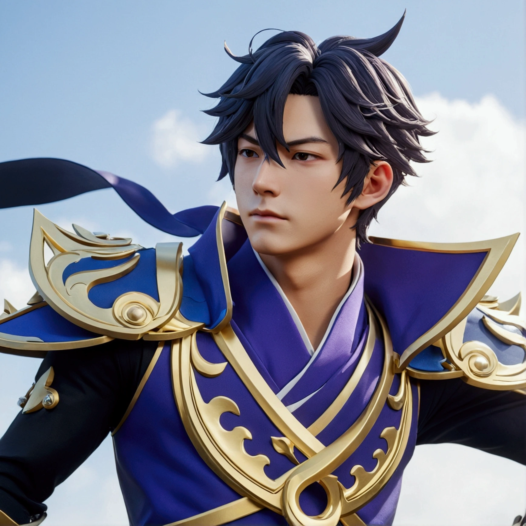 Wind (Genshin Impact)、male、masterpiece、Best image quality、Highest quality、clavicle