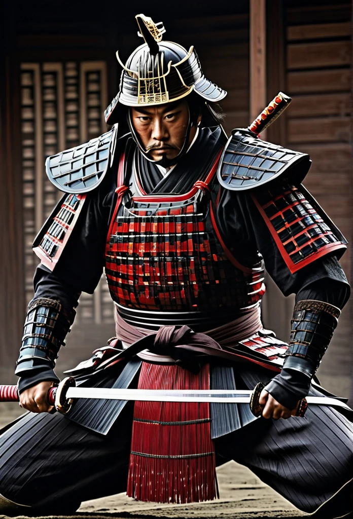 A samurai who confidently wields a gleaming dildo in the center of the composition. The samurai's sharp eyes catch your attention as they exude focus and determination. Beautifully crafted details bring out the intricate pattern of the samurai's armor, adding depth and texture to the image. With every motion, a trail of blood follows the swift movement of the sword, leaving behind a powerful visual impact. The spray of blood adds a sense of intensity and realism to the scene, emphasizing the raw power of the samurai's strike.

Using a combination of charcoal and acrylic paint, the artwork exudes a unique blend of traditional and contemporary styles. The artist expertly employs this medium to capture the essence of the samurai's strength and elegance. With minimalistic strokes, the artist masterfully conveys the samurai's essence, reducing unnecessary details while emphasizing the key elements that define their character.

The composition is dynamically arranged, creating a sense of motion and energy. The samurai's pose exudes confidence and skill, as if frozen in the midst of a powerful attack. Motion blur is artfully incorporated into the scene, enhancing the sense of movement and adding a touch of dynamism to the artwork. The combination of the stylistic approach and dynamic composition results in a visually captivating piece that leaves a lasting impression on the viewer.

The color palette is carefully chosen, with a focus on bold and contrasting tones. Shades of deep red, representing the blood and passion, are juxtaposed with subtle hints of gray and black to create a visually striking contrast. The lighting is dramatic, casting dramatic shadows that further enhance the intensity of the scene. The overall effect is one of both strength and beauty, capturing the essence of the samurai spirit in a truly powerful and captivating manner.