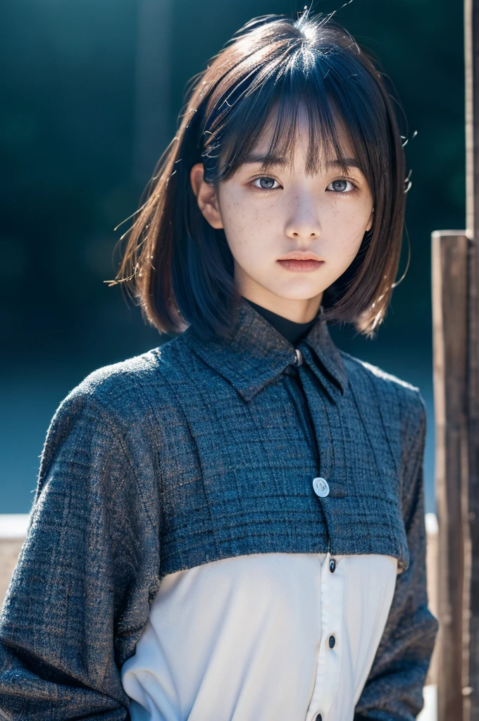 (nsfw:1.5),(1girl),Japan at 25 years old,Medium head of black hair, Black tie,White shirt with long sleeves,Black pants, a little freckles,Dark in a cyber space light up in blue,Complex structures in the background、Full Body Photo Standing、Amazing face and eyes, ((Best Quality)), (Ultra-detailed), (extremely detailed CG unified 8k wallpaper), Highly detailed, High-definition raw color photos, Professional Photography,