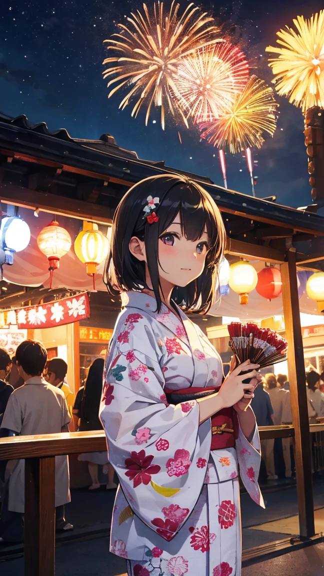 Summer festival,firework,yukata,