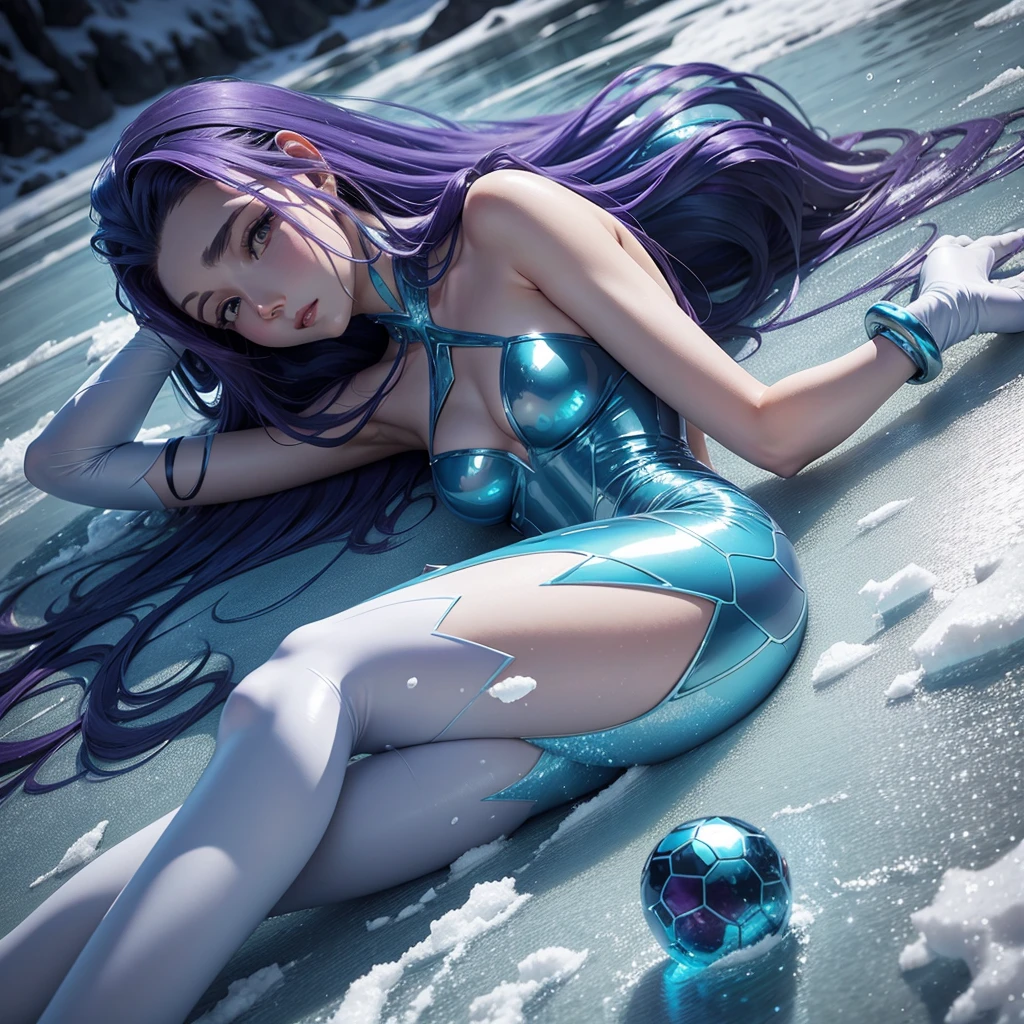 Suicune lying on the ice