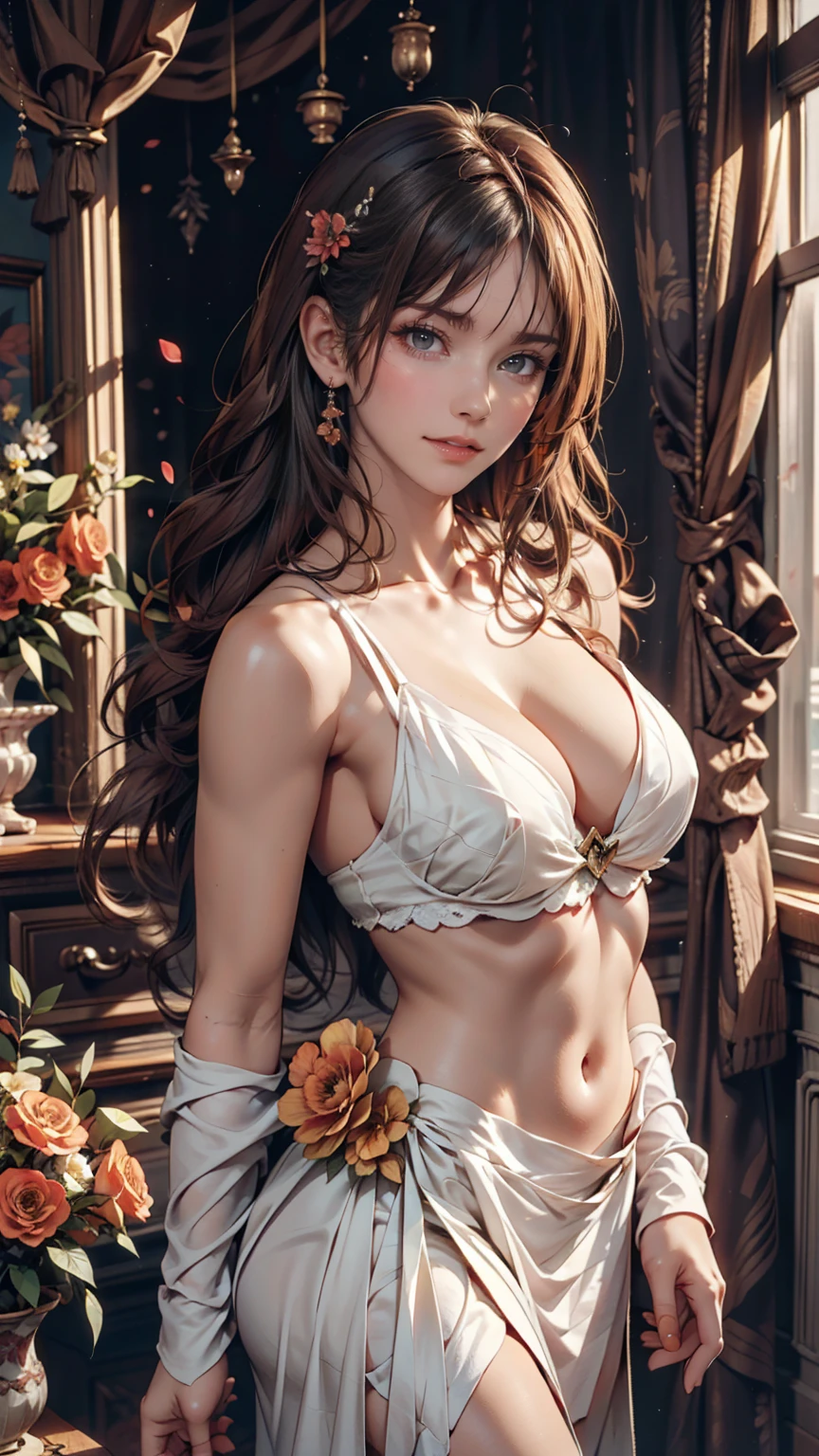 (NSFW:-1) . White and Red, (Dazzling colorful light pours down and reflects:1.2), (Physically-based Rendering with incredible detailed Textures), Award-winning Masterpiece of professional Analogue photograpy, { (((RAW Photograph:1.37) | (F4.0, Canon) }, ((Acutance:0.85)) . (A group photo of many KAWAII girls in (school uniform)) with opened Overflowing Gigantic Cleavage without bra . (((Extremely detailed KAWAII face variations)) with joyful expressions), { Systemic | Glossy cute Lips Closeup | Navel | (pretty Ass) | (Overflowing underboob) | Oiled ivory skin Details | White panties with (blood seeping only in crotch area) | (full of Flowers covering girl's body) | ((Dazzling colorful stained glass with stunning elaborate details:1.2)) | Mystic sight | A Floating Halo appears | God rays | Haze | Lens flare | Zoom Layer } . Ultra-detailed, (Exposed:0.8), (((no extra limbs, nipple:-0.9))), ((not Detailed fingers:-0.9)) .