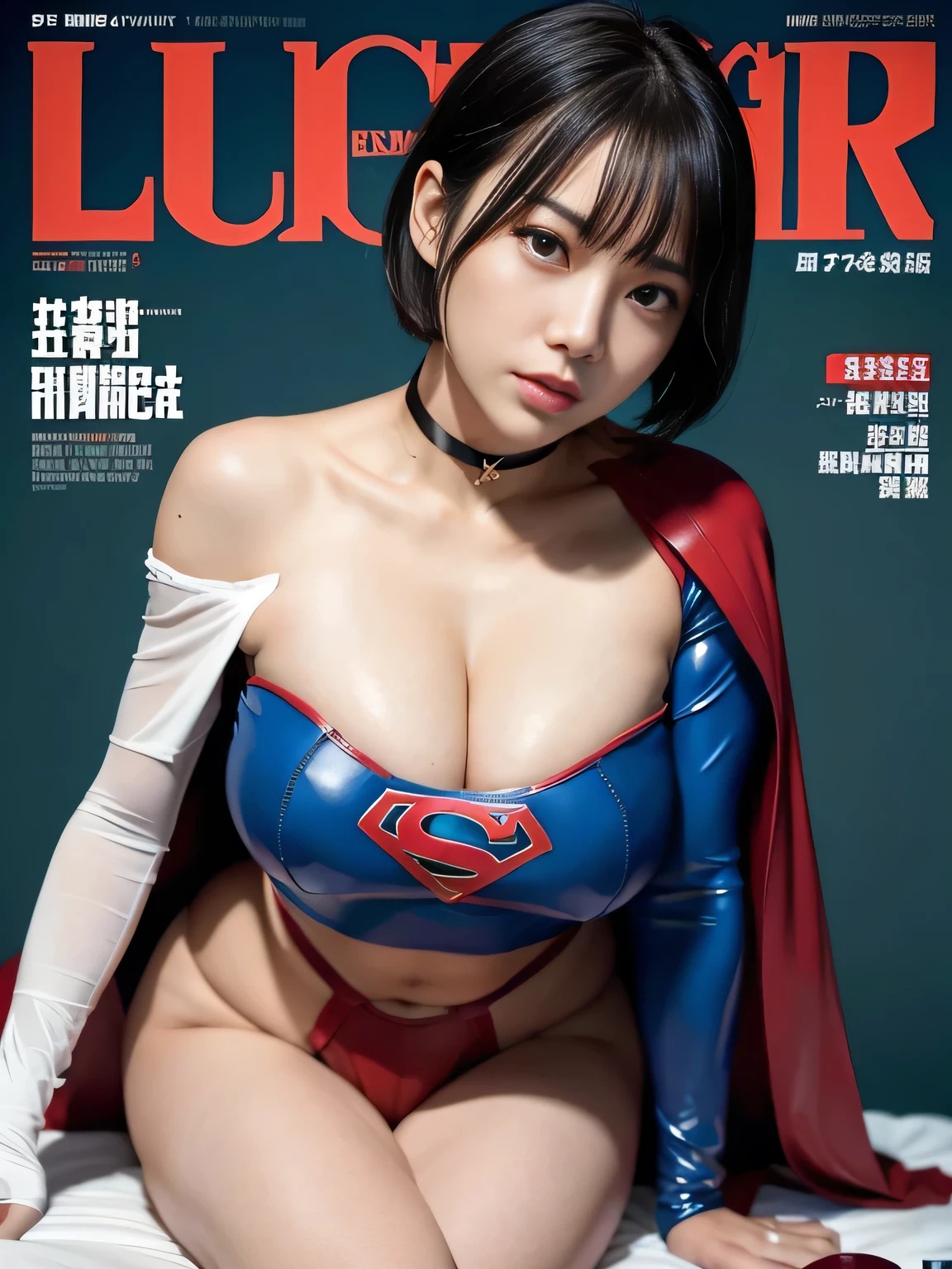 masterpiece、Rubber Supergirl Costume、Short Hair、Hospital operating table、Crisis situation、Big and ample breasts、looking at the camera、Shiny、Off the shoulder、choker、Long sleeve、exy poses to seduce、Sweaty skin、Model body type、Alluring、charm、Enchanting、Abused、test subject、victim、Wild、Photorealistic、latex、Expose your belly、athlete、High leg leotard、Photo magazine cover、Cape、A voluptuous cleavage、wallpaper for pc、