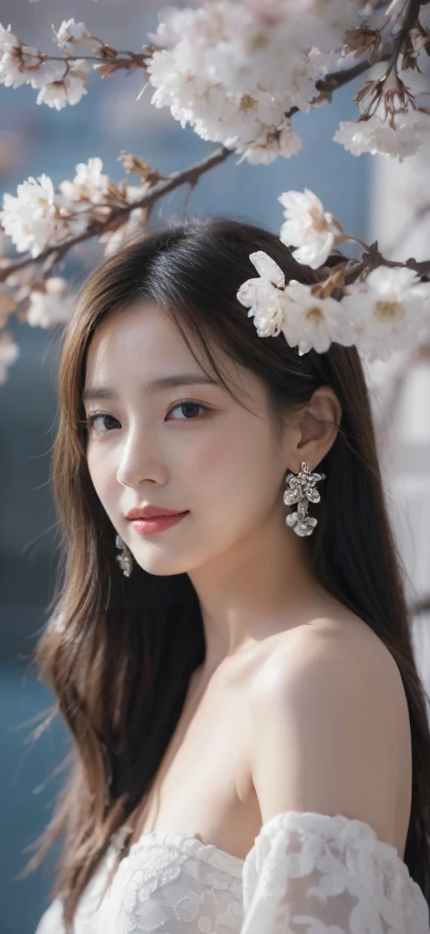 (on the table, best quality, Realistically, Very detailed, meticulous, high resolution, 8k wallpaper), Close-up portrait of a beautiful woman, like, Smile, Light brown messy hair, Perfect dynamic composition, 美丽meticulous的眼睛, Just like the cover of a fashion magazine, On Campus