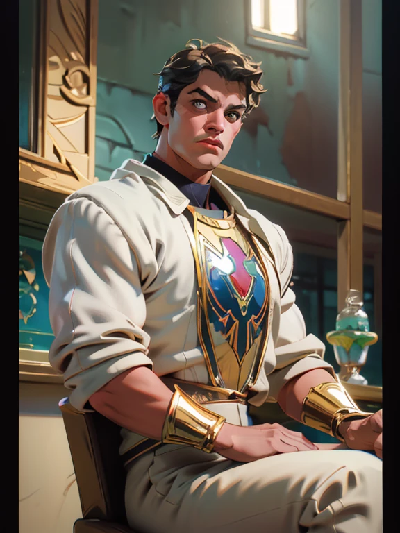 [Superman com Traje Dourado], [Pintura digital], [Estilo realista], [Realismo Mariano], [Pixiv], [Detailed resolution to show the costume in gold], [Cores douradas luxuosas], [epic stark lighting], [Fisheye lens to create a sense of grandeur]