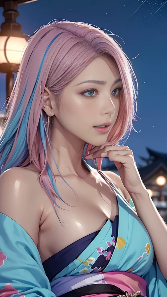 (masterpiece:1.3), (8k, photorealistic, RAW photo, best quality: 1.4), (1girl), beautiful face, (realistic face), (pink hair, long hair:1.9), (huge breast), beautiful hairstyle, realistic eyes, beautiful detailed eyes, (realistic skin), beautiful skin, red eyes, (sexy dress), (lace dress), (transparent dress), absurdres, attractive, ultra high res, ultra realistic, highly detailed, golden ratio