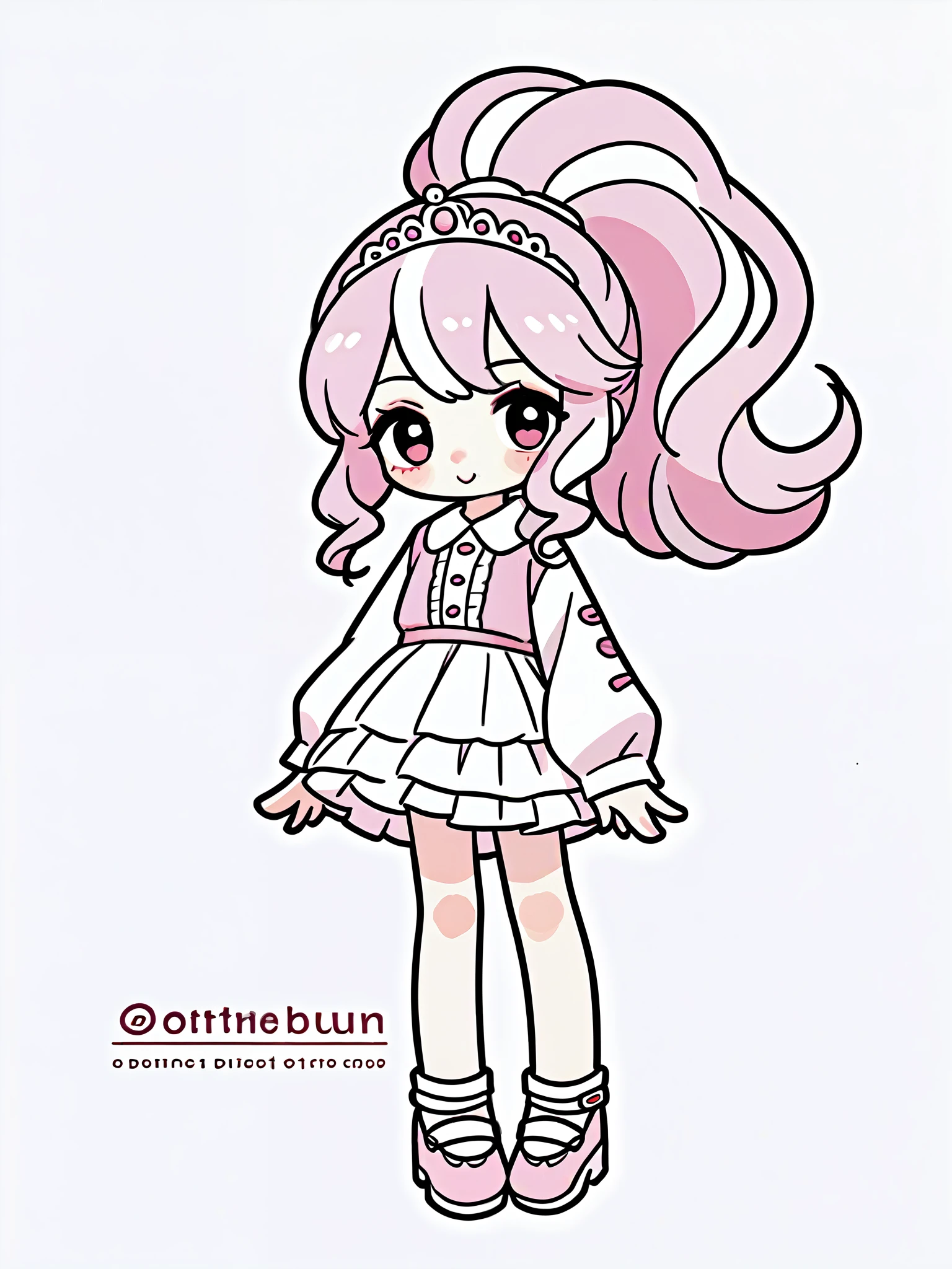score_9, score_8_up, score_7_up, score_6_up, score_5_up, score_4_up, source_anime, rating_safe,
1girl , white background, cowboy shot, looking at viewer,coquette,pastel pink,coquette top,coquette,skirt,pink shoes,long lashes,hair in ponytail,swirly hair,lipstick,dainty,tiara