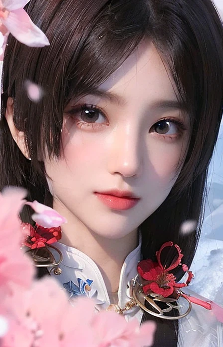 top-quality、​masterpiece、超A high resolution、(realisitic:1.4)、Beautuful Women１、Beautiful detail eyes and skin、ssmile、Light brown short-cut hair、The perfect spacesuit、spaceships、grey sky、Snow Planet、