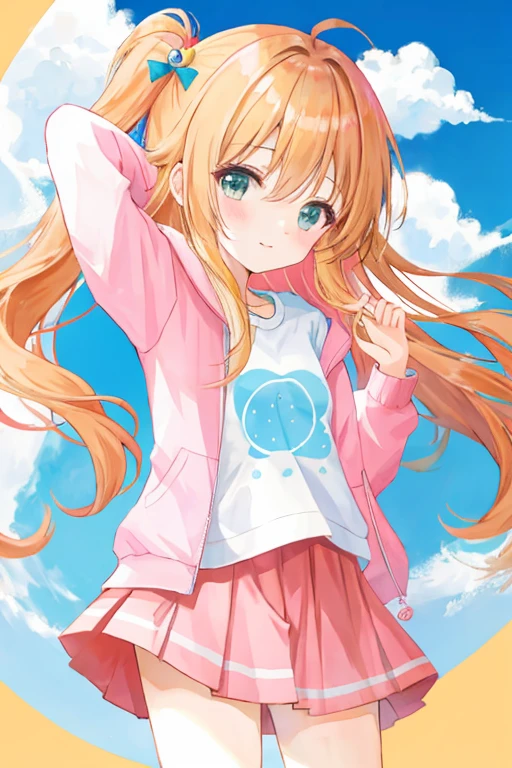 Cute anime girl with not-so-long hair and cute clothes