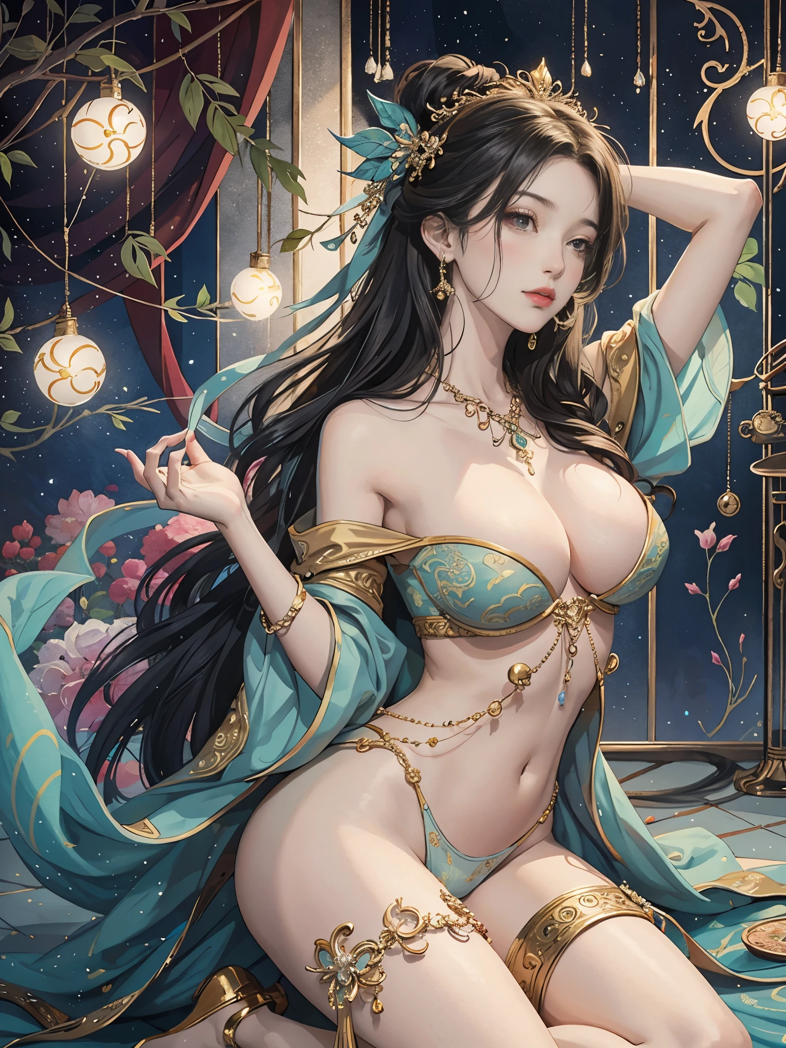 The beauty is kneeling，Back，Money in hand，（tmasterpiece，top-quality，Best quality at best，offcial art，Beautiful and beautiful：1.2），（1 plump girl），The content is very detailed，Colorful，The most detailed，offcial art，Unity8k wallpaper，ultra - detailed，Beautiful and beautiful， are beautiful，tmasterpiece，Best quality at best，（tangled，datura，Tangles，entangled），divinelight，artistically，Flash drawing，PerfectNwsjMajic