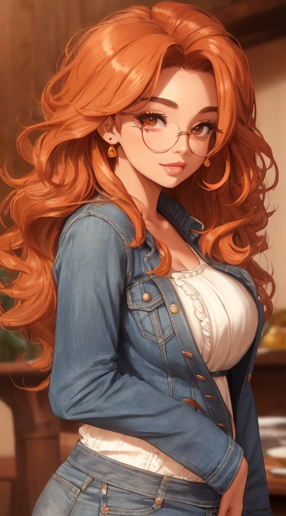 Generate a masterpiece, a high quality image, detailed and impressive of a stunning mulatto woman. She has long, wavy hair, with shades of red and orange, remembering the fire. Her face is oval, with high cheekbones, small nose and full lips that curve into a subtle smile. Your eyes are bright brown, almond shaped and fringed with thick eyelashes.
She wears a tight mini-dress that highlights her voluptuous curves.. The dress is dark blue and contrasts perfectly with the vibrant color of her hair.. She also wears a distressed denim jacket that adds a casual touch to her look..
The lighting is soft and natural, with a warm tone that enhances the colors of the image. The background is blurred and neutral, allowing attention to focus on the woman.
Use advanced image processing techniques to create a masterpiece that is both realistic and artistic.