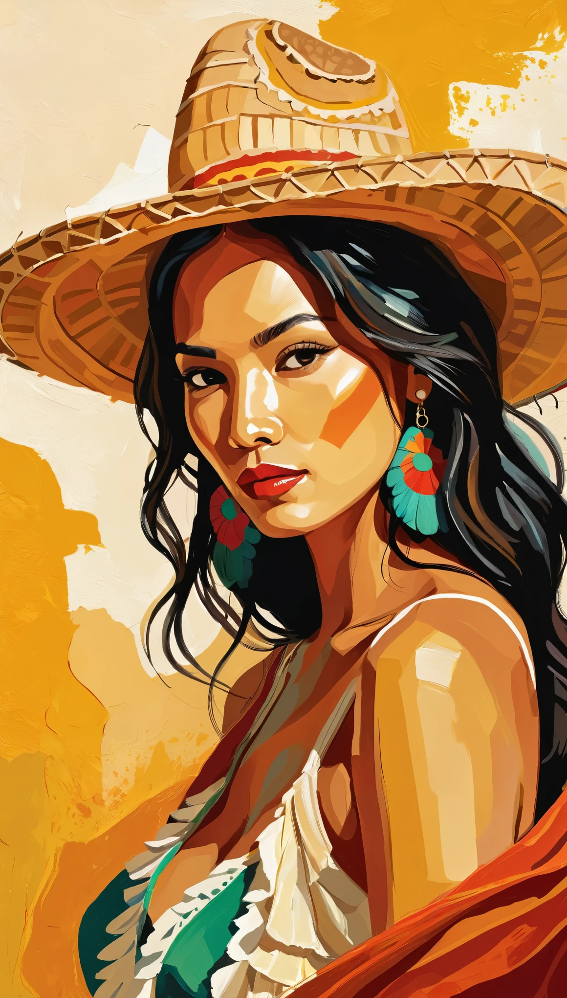 masterpiece,Oil painting illustrations inspired by Mexico,Vector Flat,Vector art,Dustin Nguyen Style,Layered texture