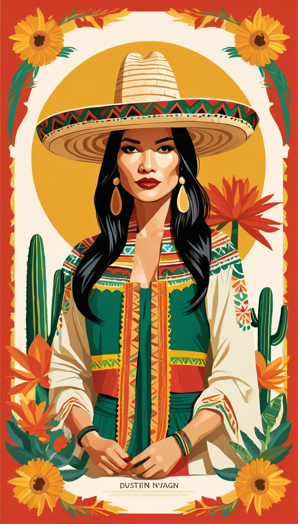 masterpiece,Mexico-inspired illustrations,Vector Flat,Vector art,Dustin Nguyen Style