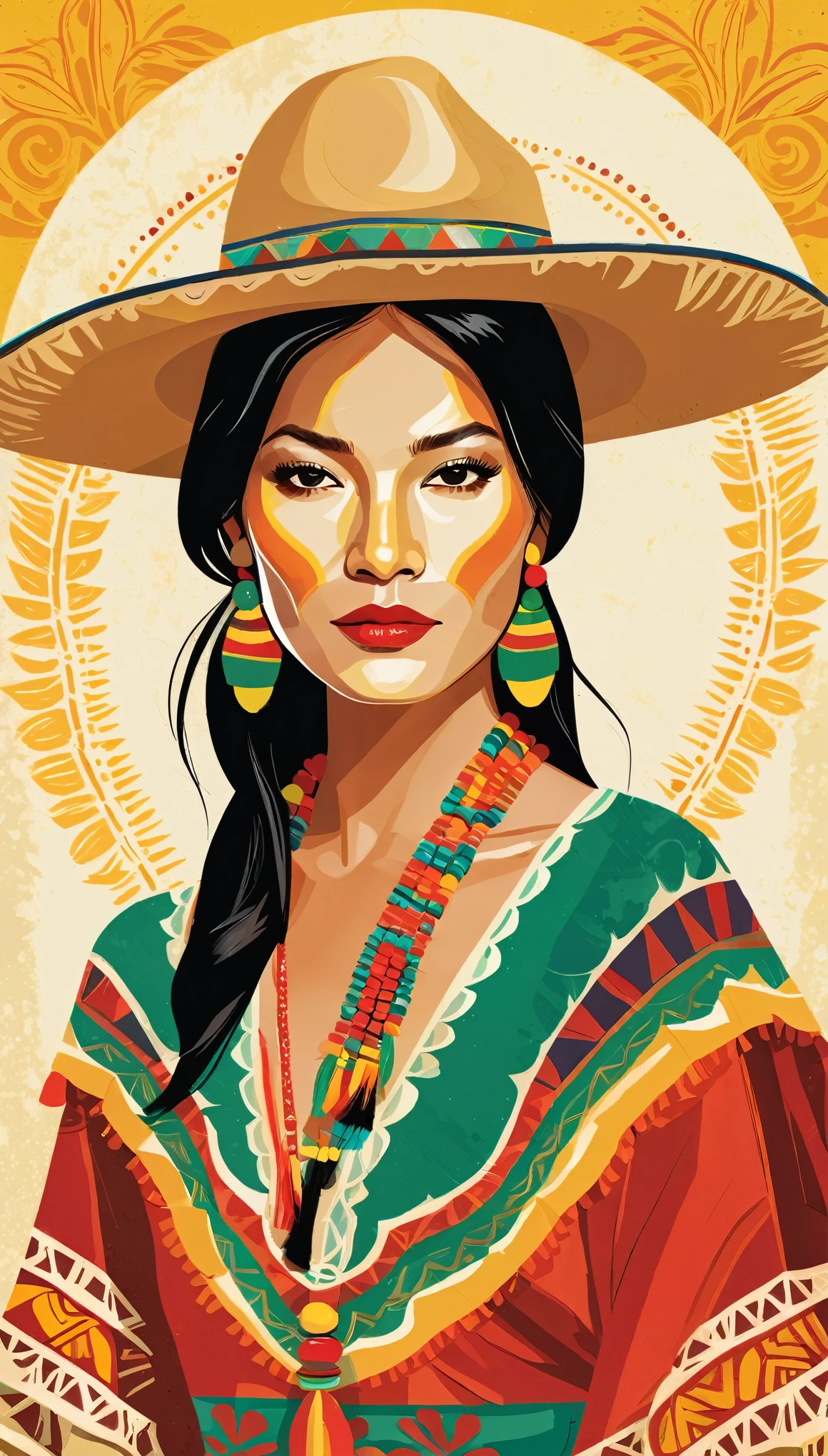 masterpiece,Mexico-inspired illustrations,Vector Flat,Vector art,Dustin Nguyen Style,Layered texture