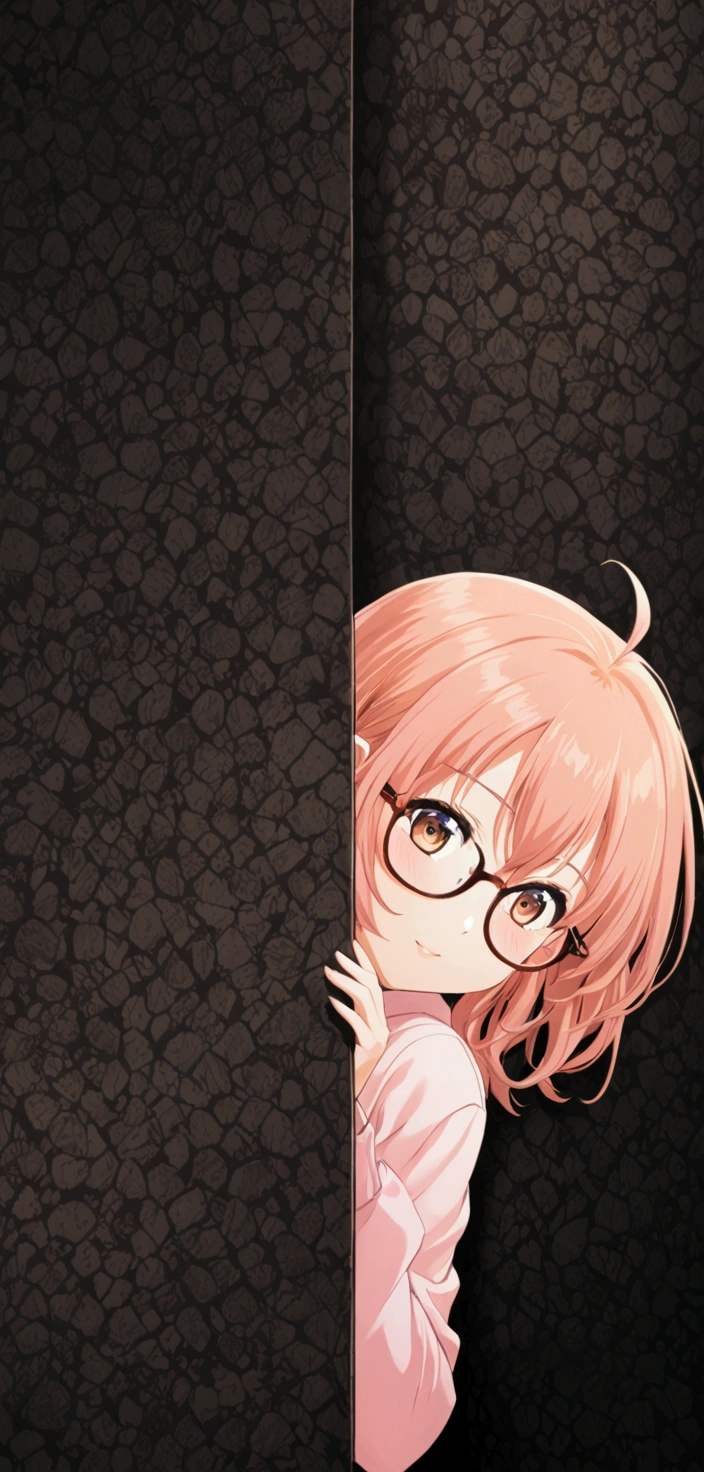 anime girl peeking out from behind a black wall, with glasses, anime visual of a cute girl, hints of yayoi kasuma, sayori, 4 k manga wallpaper, best anime 4k konachan wallpaper, 4k anime wallpaper, anime cover, distant!!, without glasses, girl with glasses, high quality portrait, with glasses on, anime moe artstyle