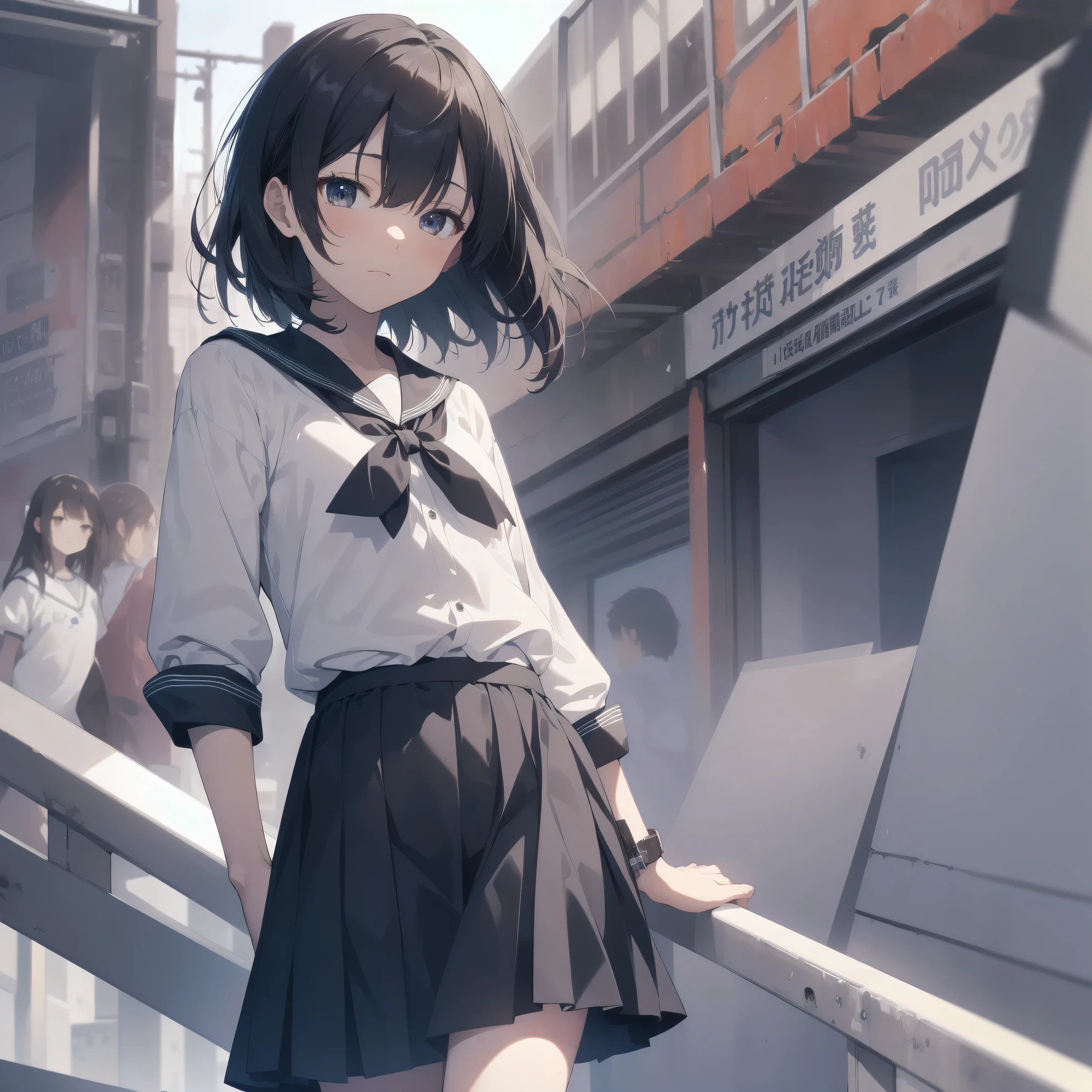 ultra-absurdres-Top quality by artist God, ultra-detailed, high resolution, anime moe artstyle, best anime 8k konachan wallpaper, pixiv contest winner, pool:2810, perfect anatomy,break, 1girl, (Please draw a girl walking sleepily to school alone. )break,(Solo,little female, 13-year-old:1.3),Full limbs, complete fingers,a junior high school student, (very short hair), short cut, flat chest, , small butt, small black eyes, beautiful detailed eyes, well-proportioned iris and pupils, expressive eyes, highres detailed hair, soft expression, salor school_uniform, sailor collar, serahuku, bow, pleated skirt,(Detailed Lighting), (Detailed background), in the School commute route. break,super detailed skin, Best cinematic lighting powered by famous artist, 8k,beauty illustration,photoshop_(medium),very aesthetic,break,((artist:zen_(kamuro) )), artist:clamp ,artist:carnelian ,artist:kantoku ,

