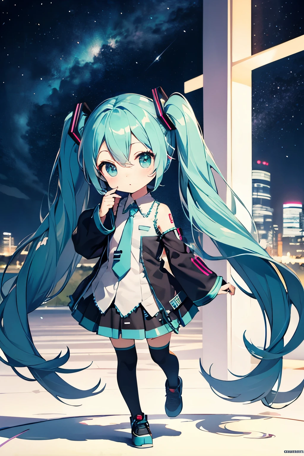 Hatsune Miku, masterpiece, Highest quality, (chibi), full body, (masterpiece), highest quality