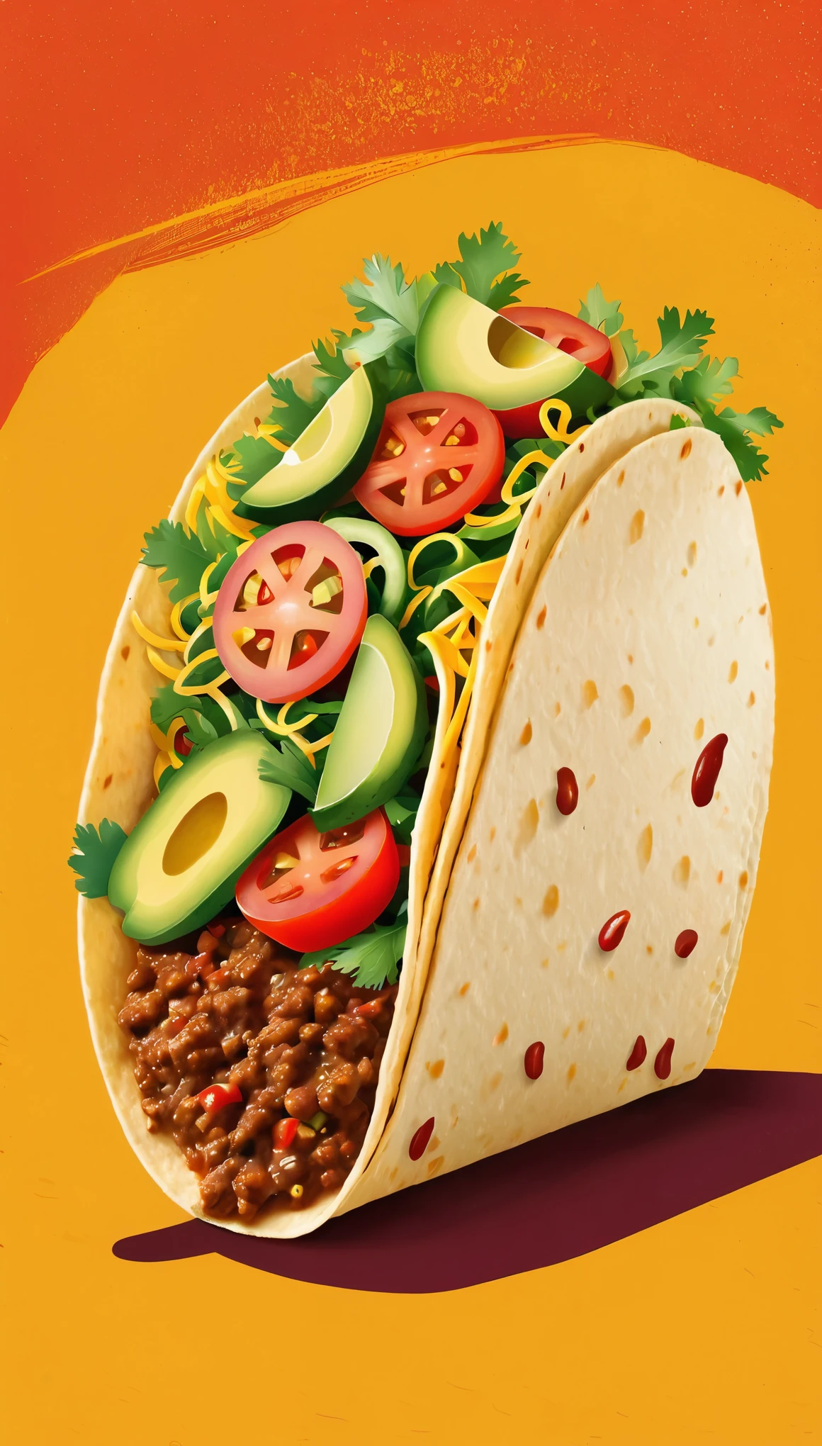 masterpiece,Taco inspired illustration,Vector Flat,Vector art,Dustin Nguyen Style,A three-dimensional texture