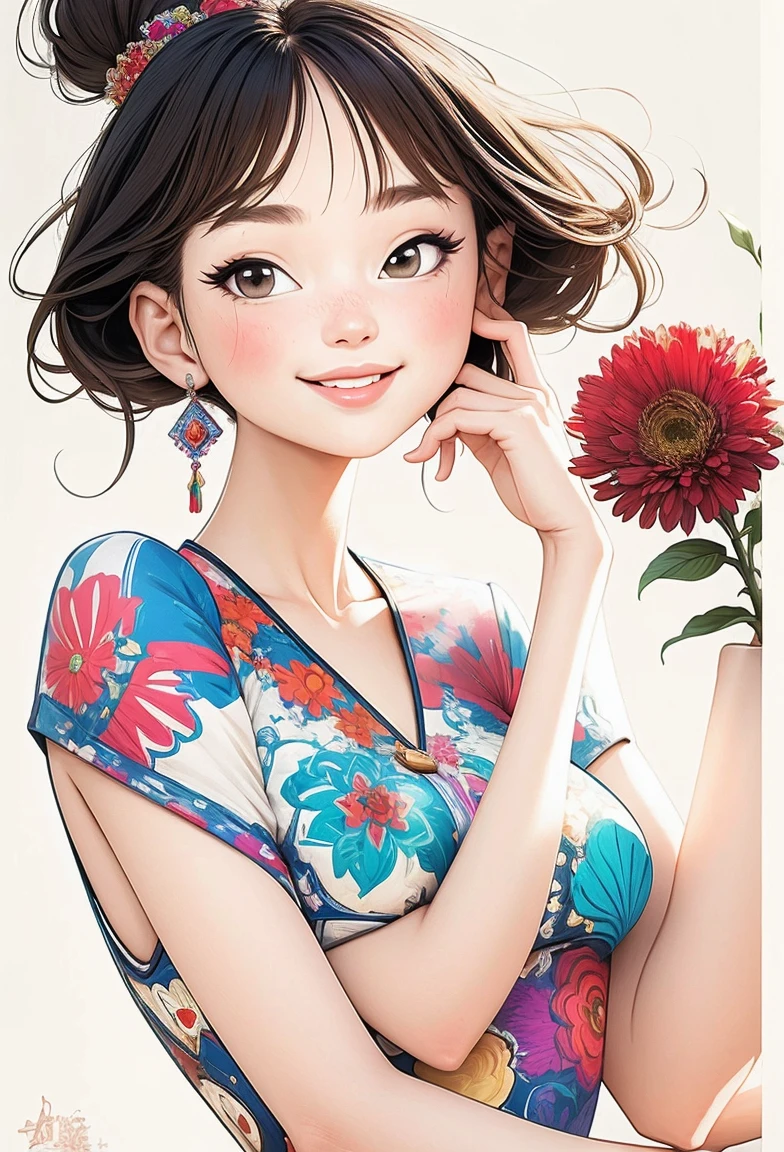 ((masterpiece)), ((best quality)), ((high resolution)), ((Fine details)), 1 Girl,Priscilla the hybrid, Smile