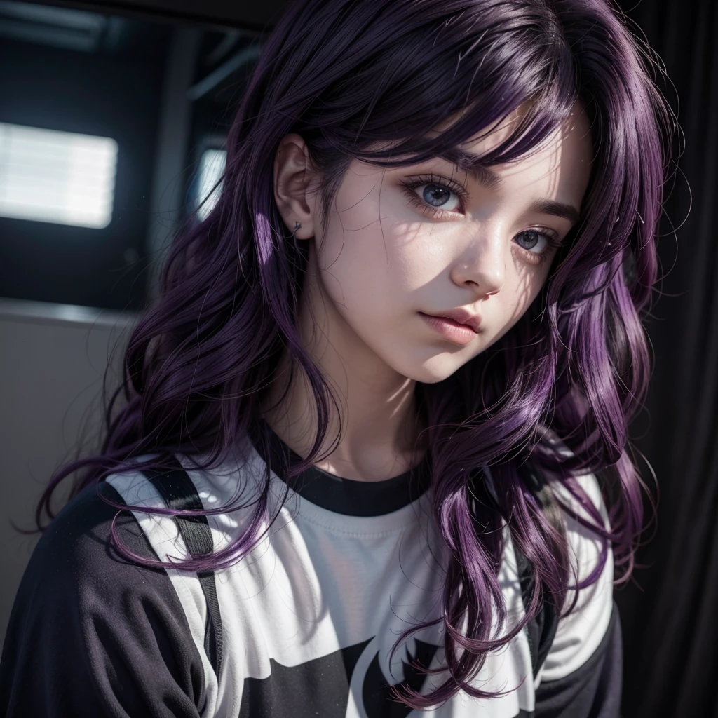 Dark hero with curly purple hair anime style from my hero academia man 