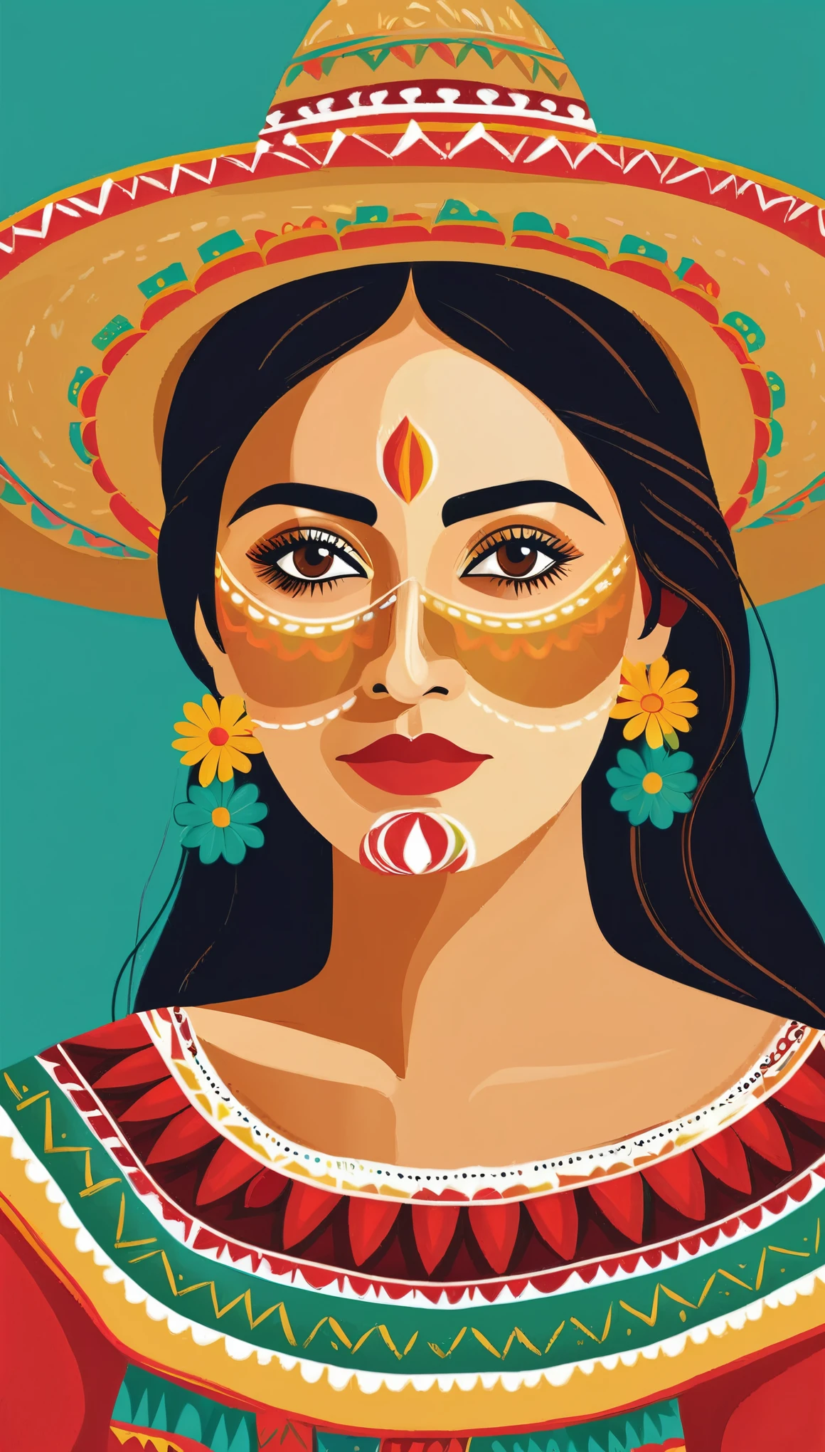 masterpiece,Mexican people illustration,Vector Flat,Vector art,A three-dimensional texture