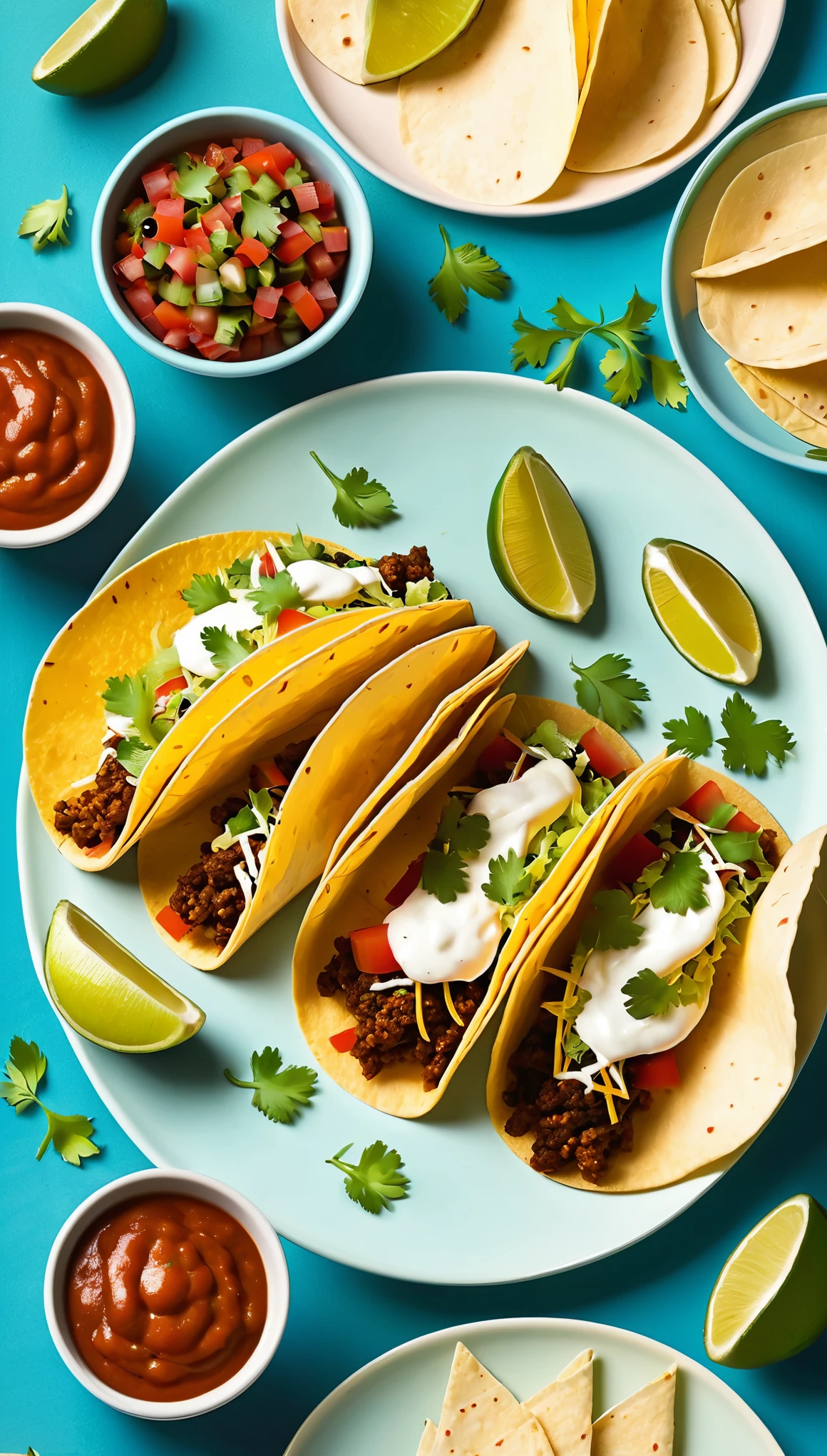 masterpiece,An illustration of delicious tacos served on a plate,Vector Flat,Vector art,A three-dimensional texture