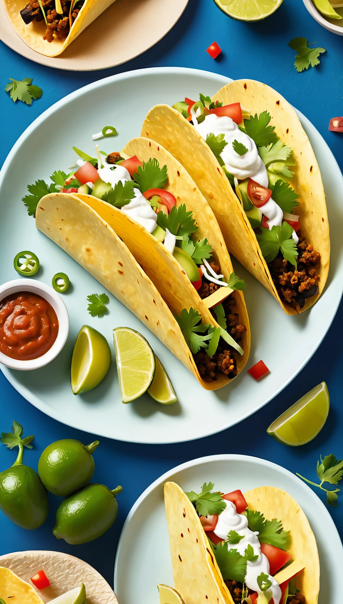 masterpiece,An illustration of delicious tacos served on a plate,Vector Flat,Vector art,A three-dimensional texture