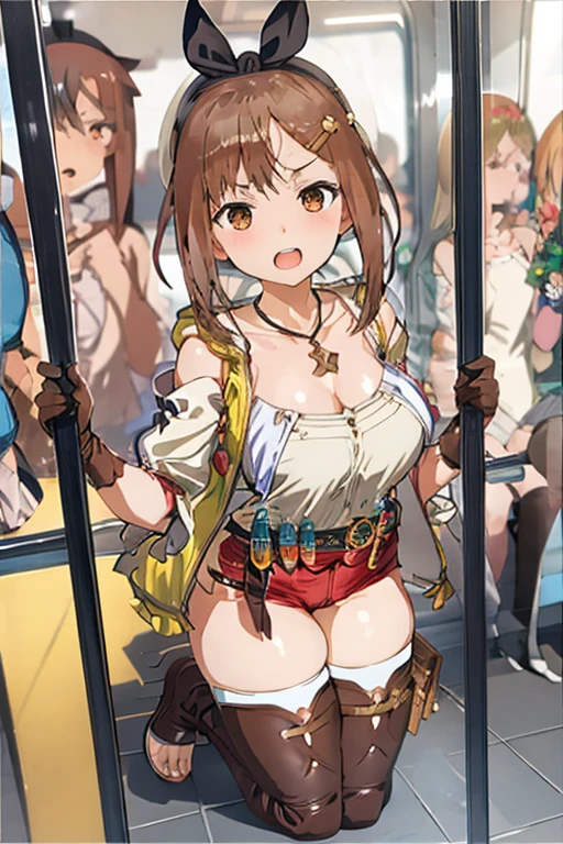 Very delicate、Highest quality、Full body shot、on the train、MCharacter splits、Being stripped of clothes、Completely nakedにされる、Spread your legs、Creampie、ponytail、Brown Hair、Big Breasts、Completely naked、Completely nakedにブーツ、No clotheale orgasm、Mouth Opening、,blush、The woman is climaxing、Urinating