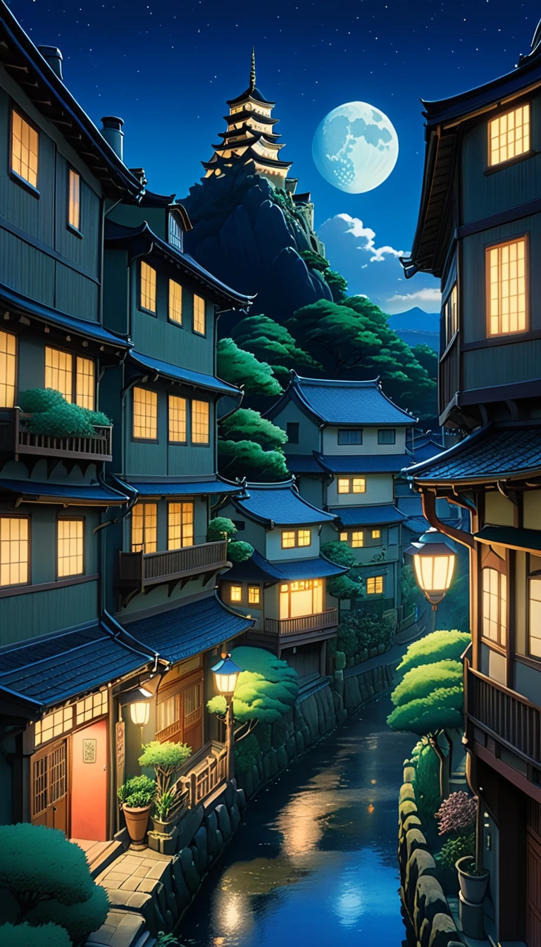 Night view Real Ghibli style