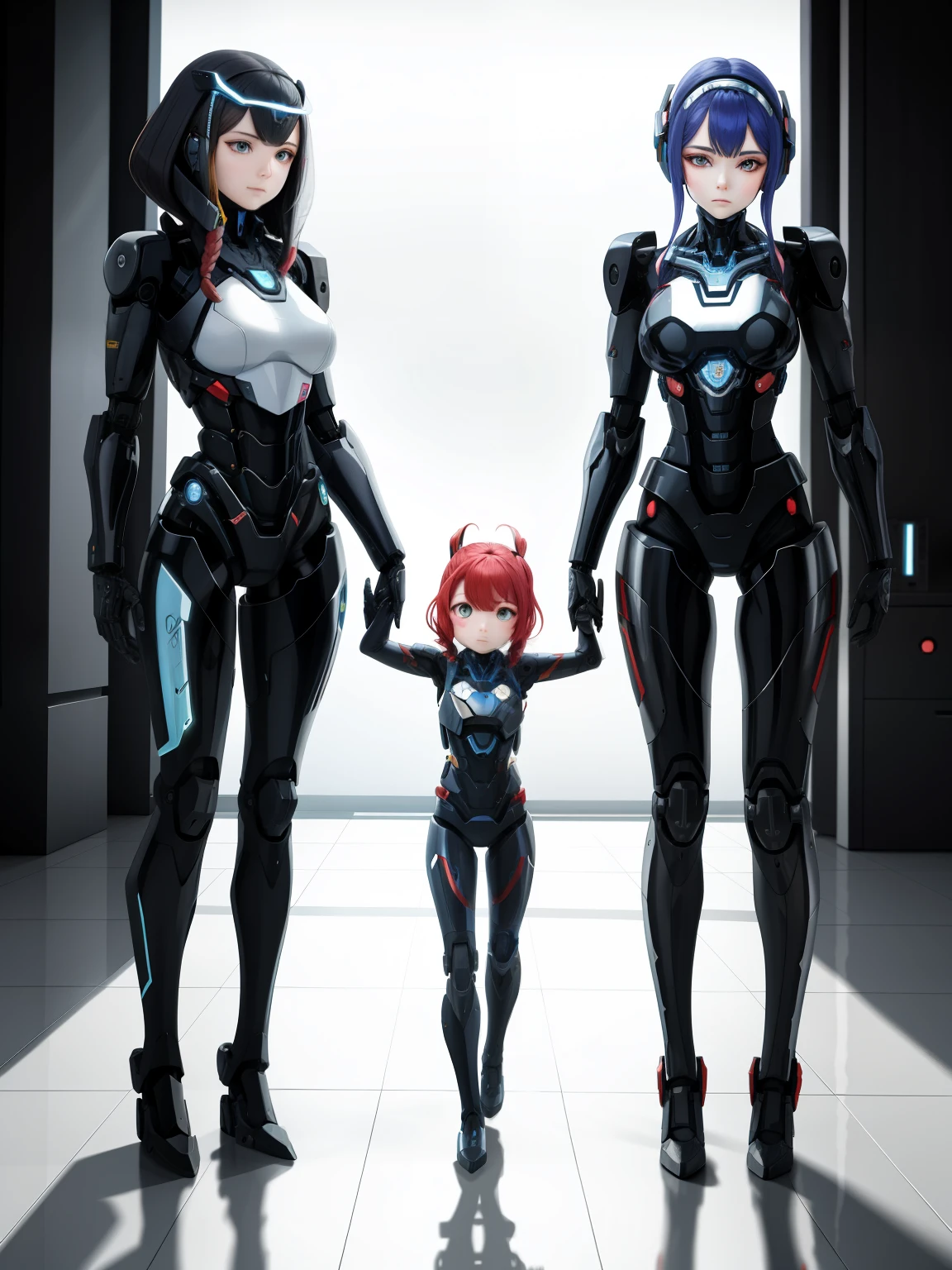 A mother who became a machine lifeform and a daughter who was born as a machine lifeform, All beautiful human faces, Full Body Shot