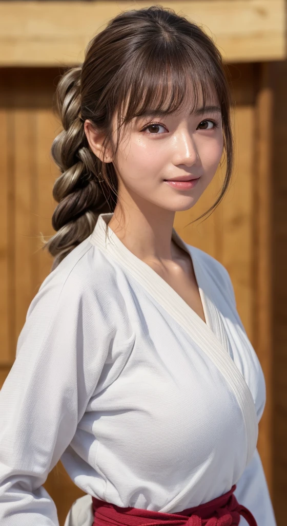 ((Highest quality、8k、masterpiece:1.3))、Sharp focus:1.2、Woman with muscular body:1.4、Colored eyes、((Sunburnした肌:1.5))、((Ash color hair:1.15))、((Silver Hair:1.2))、((Colorful Hair))、((Highlight Color:1.15))、((Twist perm))、Wild hairstyles、judo選手、Keep your arms down、Slim abdomen:1.2、((Huge boobs:1.2))、Wet body:1.1、HVery detailed facial and skin texture、 Detailed eyes、double eyelid、Sunburnした肌、Sunburn、Sweaty skin、One girl, Intricate details, Cinematic feel, 8k, Very detailed、(Realistic、Photorealistic:1.37)、Ultra-detailed、Highest quality、Realistic、Very delicate and beautiful、RAW Photos、((Professional Lighting))、Facial lighting、Depth of written boundary、Prime length、((judo))、((Wearing a judogi))、((HVery detailed judo obi))、((Brazilian Jiu Jitsu Belt))、(Wearing the official judo uniform)、((Long sleeve))、((Wear a T-shirt))、(Muscular and healthy)、Small Head、expensive、((Beautiful Eyes))、A vivid face、True Face、 Beautiful Eyes、(Fashionable hairstyles:1.35)、Audience、((A cheerful Japanese woman))、Desporti Smile:1.15)、(Mouth closed)、美しくてBeautiful Eyes、(dojo:1.3)、Healthy Body、Dark Skin、(judo hall)、judoの技をかけている