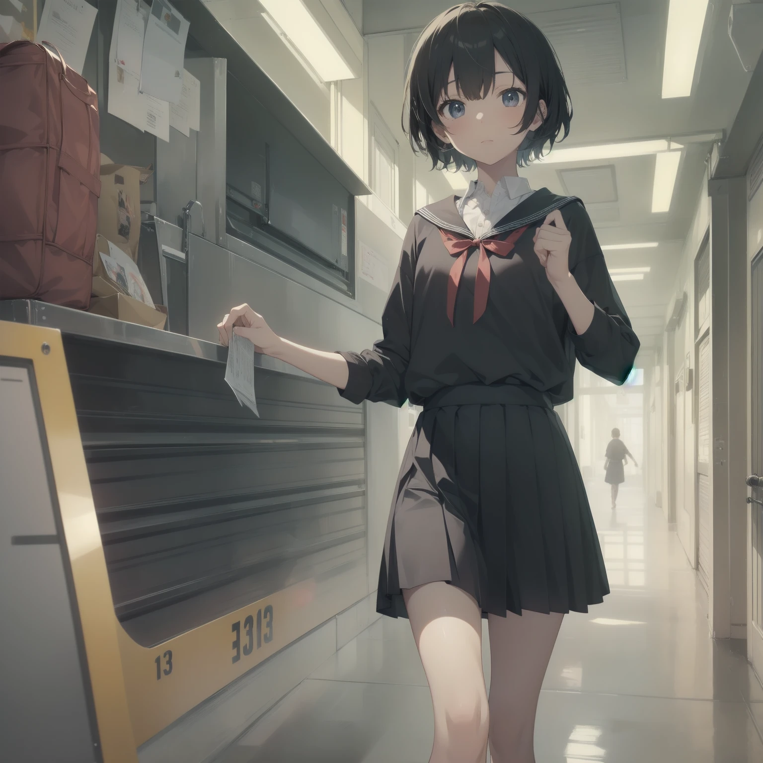 ultra-absurdres-Top quality by artist God, ultra-detailed, high resolution, anime moe artstyle, best anime 8k konachan wallpaper, pixiv contest winner, pool:2810, perfect anatomy,break, 1girl, (Please draw a girl walking sleepily to school alone. )break,(Solo,little female, -yeld:1.Full limbs, complete fingers,a junior hihort hair), short cut, flat chest, , small butt, small black eyes, beautiful detailed eyes, well-proportioned iris and pupils, expressive eyes, highres detailed hair, soft expression, salor school_uniform, sailor collar, serahuku, bow, pleated skirt,(Detailed Lighting), (Detailed background), in the School commute route. break,super detailed skin, Best cinematic lighting powered by famous artist, 8k,beauty illustration,photoshop_(medium),very aesthetic,break,((artist:zen_(kamuro) )), artist:clamp ,artist:carnelian ,artist:kantoku ,
