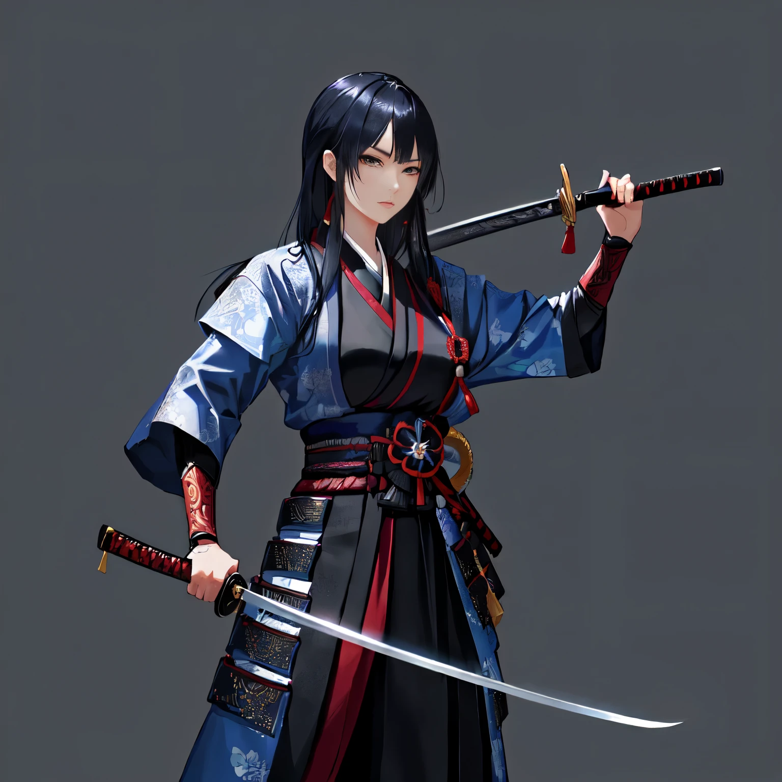 arafed woman in a samurai outfit holding a sword and a sword, female samurai, she is holding a katana sword, posing with a sword, she is holding a sword, inspired by Kanō Sanraku, inspired by Kanō Hōgai, katana, with large sword, katana zero video game character