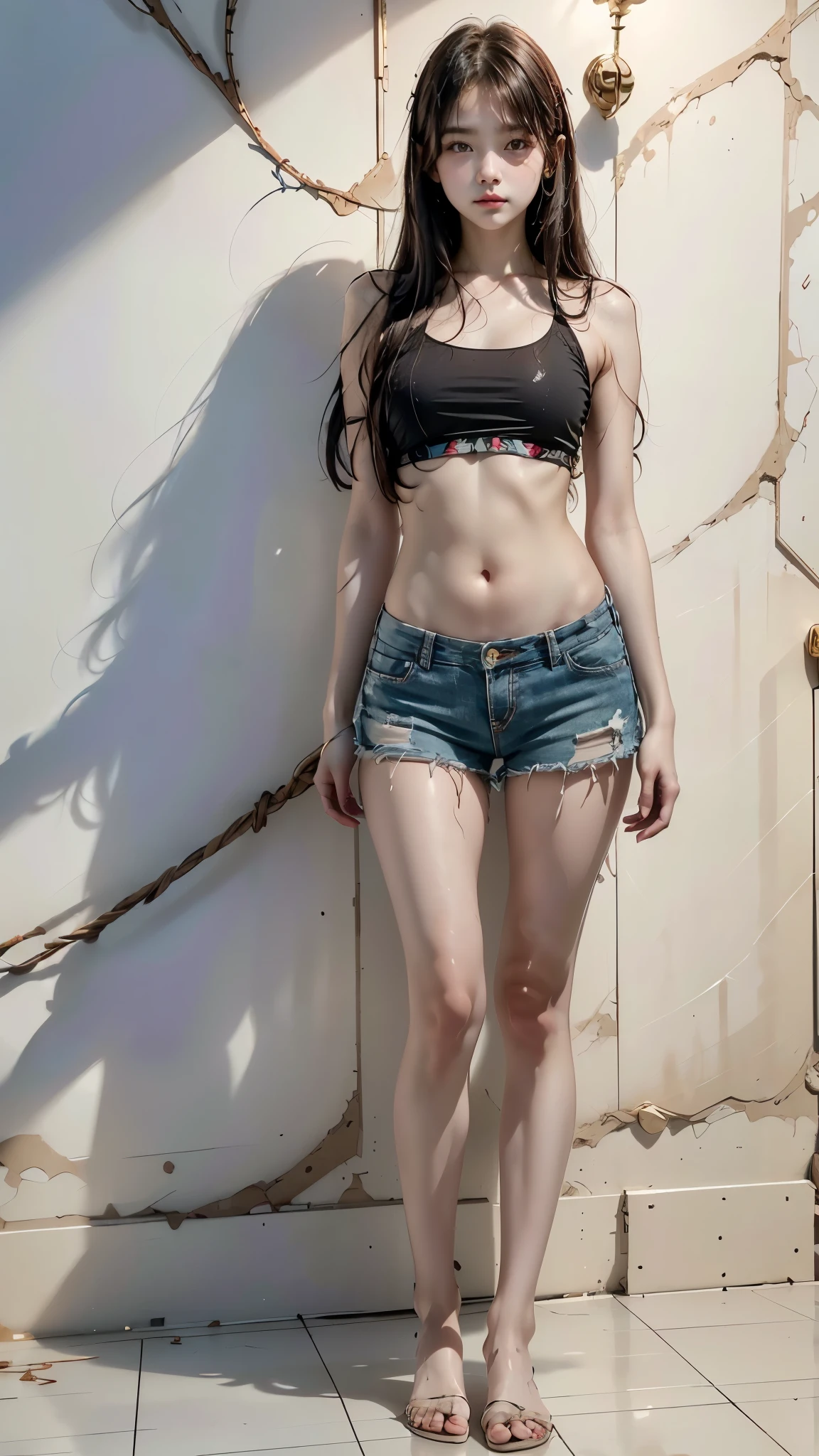 brave face ,collared ,NSFW,((best quality, 8k, Artwork:1.3))), sharp focus: 1.2、(shorth hair), handsome boy with perfect figure: 1.4、thin abdomen:1.2、soaked body:1.5、Highly detailed texture of face and skin、detailedeyes、Double eyelids,long hair,A cute boy,  looks like  (shorth hair), Height about 140cm, very short shorts, protruding shorts, flat chest like a boy, slenderbody, the wall is a concrete wall, Bblack hair, eyeball, Surrealism, bblurry, Cinema lighting, bokeh, very detailled, anatomically correctee, precise, Awards, 16K 、The clothes are transparent、short torso、anatomically correcte, ([long hair]:1.8), (all-body:1.8), (standing full body image:1.8), (Upper Body Up:0.3), portraits, boy, skinny, Youngh, 12 year old boy, boy 12yo, 
Detaieyes, detailed face, PERSEPHONE, (SFW:1.5)
