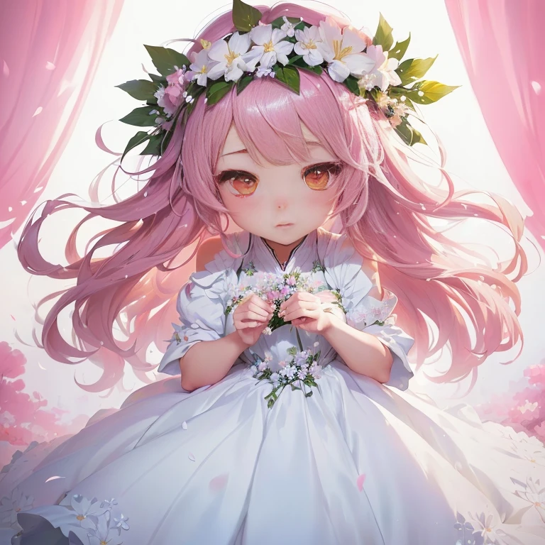 anime girl in a white dress with flowers in her hair, guweiz on pixiv artstation, cute anime waifu in a nice dress, guweiz on artstation pixiv, guweiz, in dress, anime visual of a cute girl, splash art anime , cute anime girl, digital art on pixiv, anime moe artstyle