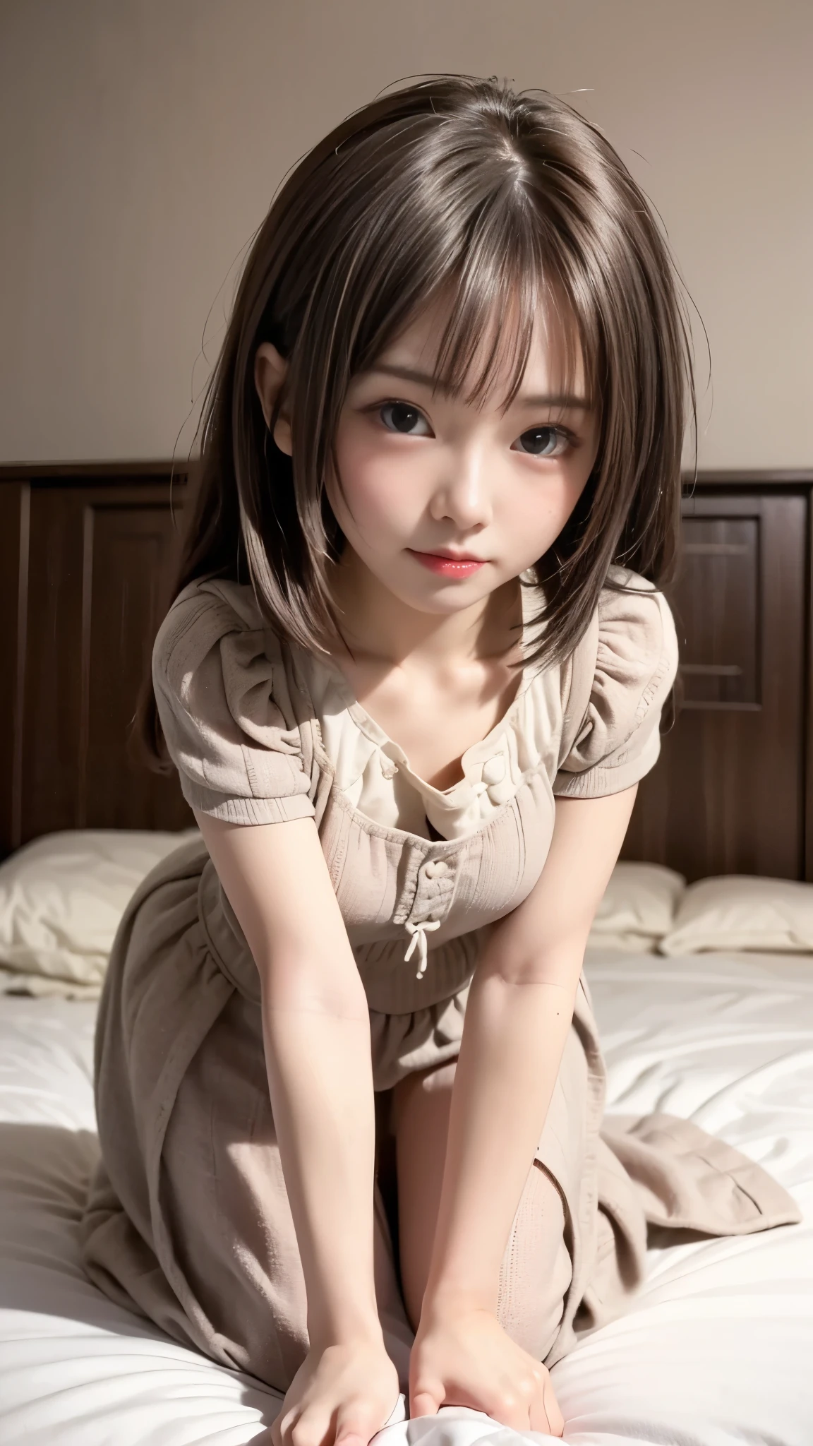 (((Lie down on the bed、Staring at the opposite sex))), blush、(Staring at the viewer with a sad expression)、((I see cute clothes:1.2))