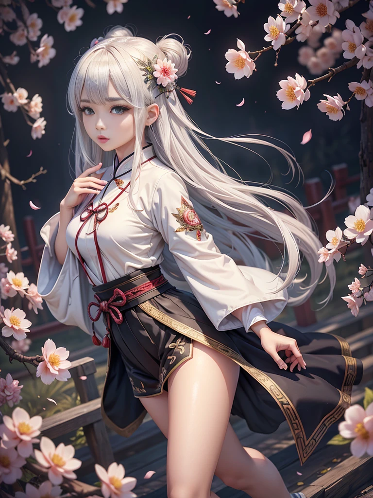 校园JK, is wearing a JK, Chinese Beauty， JK, Realistic perfect body, April Rendering,Chinese Beauty，White hair, JK服, Realistic anime girl rendering, Full body fairy,JK, Popular on cgstation, Smooth skin，Masterpiece，wallpaper