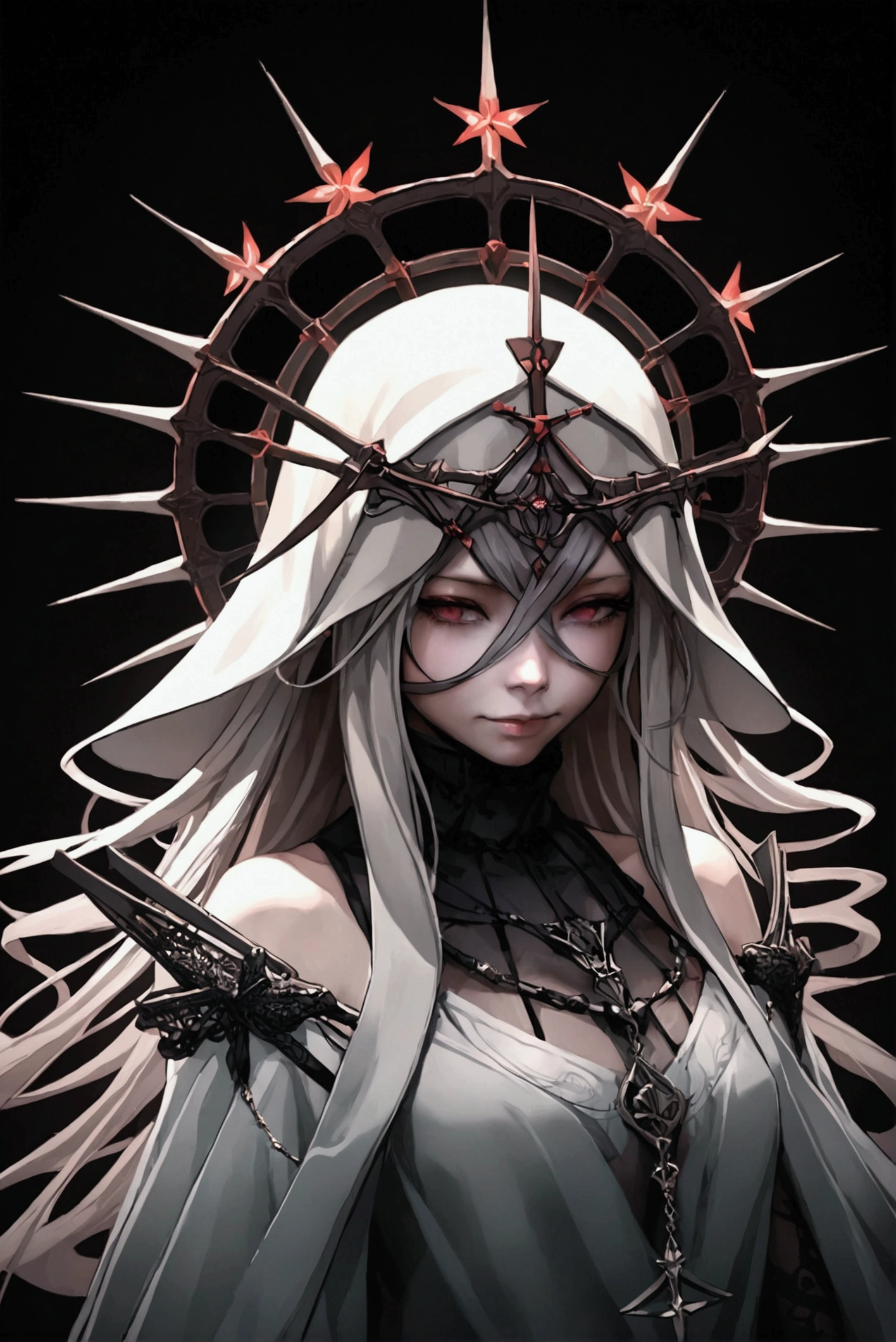 anime girl with long white hair, red eyes and pale white skin
8k quality, beeple, makoto shinkai and lois van baarle, ilya kuvshinov, rossdraws, tom bagshaw, alphonse mucha, global illumination, detailed and intricate environment