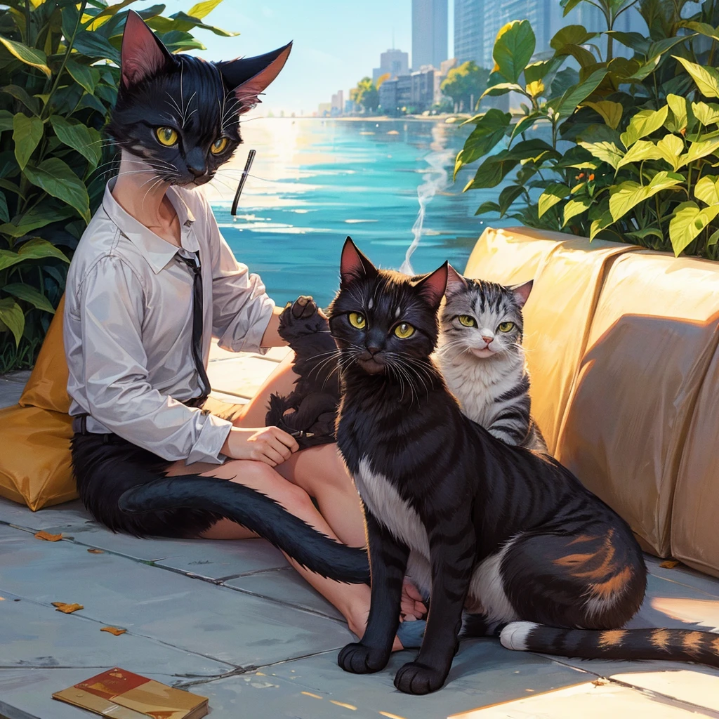 Cat with a cigarette