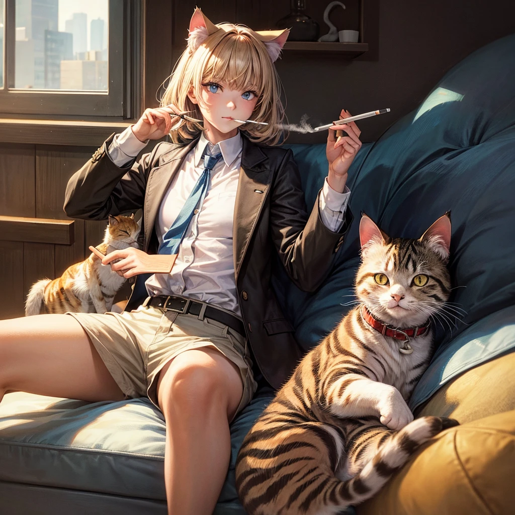 Cat with a cigarette 