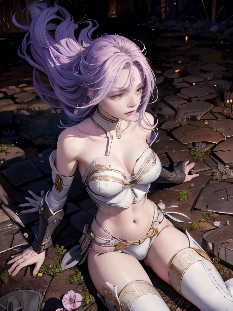 Highest quality、rape、Captured by mutants、Surrounded by mutants、defeat、Beautiful woman with very long purple hair、White Armor(Medium breast、Off the shoulder、No sleeve、No elbow pads、Belly button、High Leg、Exposed thighs)、White Armorのブーツ、Tears overflow、Frightened expression、Fleeing 1:5、Attacked by mutants 1:5、Many violent mutants 1:5、The mutant grabs the woman's arm. Mutant attacks from behind、Mutant grabs leg、Mutant Swarm 1:5、darkness、another world、Dark fantasy、Pitch black hell