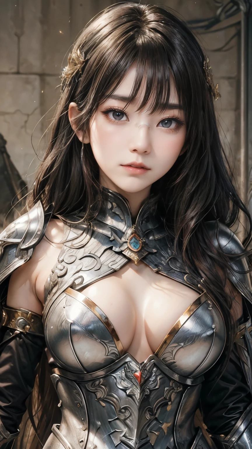 "(Highest quality: 1.2), masterpiece, extremely detailed 8k uhd, ((Official Art)), CG, 1 Ultra-Detailed Goddess of War, A temple in the ruins of a ruined empire々Standing Up Together, (Dynamic posture: 1.3), Thick armor reveals the heart of the conflict, (Finer details), Shine, Places with strong light, (armor of historical importance:1.2), Shine Metal Armor, ((((Glasses))))、(Shine magic symbol on armor:1.3), (There was magic all around her.:1.3), Long black hair waving in the wind in every detail, Detailed Weapon Holding, (Sharp Sword, Shine:1.3), Shine eyes filled with determination and vision, ((Silver Armor)), A shield that reproduces the symbol of immovability with ultra-precision., (intense expression:1.1), (After her, A new empire is soaring into the sky: 1.4), (Light is、Highlighting her dominance and rebirth behind the scenes:1.4), (Fiery red flags fluttered:1.1), (The wind carries whispers of new beginnings:1.1), (Wisdom and Regeneration:1.2), (Strong stance:1.2), (Overwhelming Mystical Power:1.2), alone, (Shine sweat:1.1), gem armor, (The contrast between silver and gold:1.3), (The overall red color covers the scenery:1.4)"