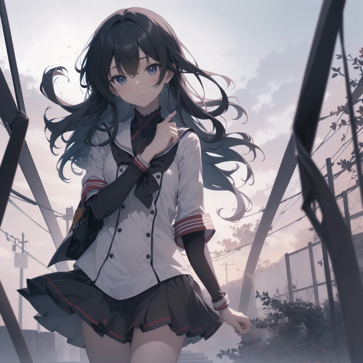 ultra-absurdres-Top quality by artist God, ultra-detailed, high resolution, anime moe artstyle, best anime 8k konachan wallpaper, pixiv contest winner, pool:2810, perfect anatomy,break, 1girl, (Please draw a girl walking sleepily to school alone. )break,(Solo,little female, 13-year-old:1.3),Full limbs, complete fingers,a junior high school student, (very short hair), short cut, flat chest, , small butt, small black eyes, beautiful detailed eyes, well-proportioned iris and pupils, expressive eyes, highres detailed hair, soft expression, salor school_uniform, sailor collar, serahuku, bow, pleated skirt,(Detailed Lighting), (Detailed background), in the School commute route. break,super detailed skin, Best cinematic lighting powered by famous artist, 8k,beauty illustration,photoshop_(medium),very aesthetic,break,((artist:zen_(kamuro) )), artist:clamp ,artist:carnelian ,artist:kantoku ,
