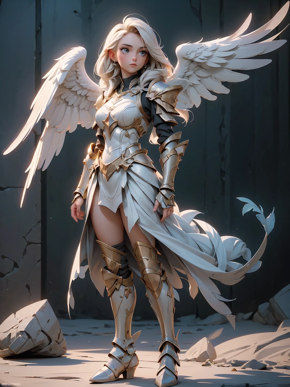 (((masterpiece, high quality, 16k))),((full body view)),(( realistic))1girl, angel, angel_wings, armor, feathers_long, wing, feathers_hair, shoulder_armor, solo, upper_body, white_theme, white_wings, wings, best_quality, 4k, 8k, highres, masterpiece:1.2, ultra-detailed, realistic, photorealistic:1.37, HDR, UHD, studio_lighting, ultra-fine_painting, sharp_focus, physically-based_rendering, extreme_detail_description, professional, vivid_colors, bokeh, digital_painting, dramatic_lighting, intricate_details, cinematic_composition, fantasy_art