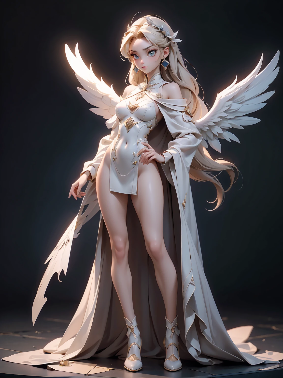 (((masterpiece))),((Finest quality)),(超A high resolution),(ultra-detailliert),(Meticulous portrayal),((best pictures)),(Finest works of art),Ultra-Precision Art,The art of astounding depiction, Fantasyart:1.5, (One woman:1.5),Fusion of angel half body and demon half body,demonic wings:1.4,the angel's wings:1.4, ((full body))